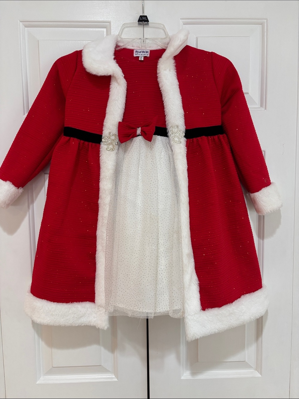 Blueberi Boulevard 2 Piece Red and White Girls Holiday Party Dress Size 6 EUC